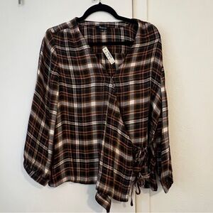 Madewell Plaid Flannel Wrap Top